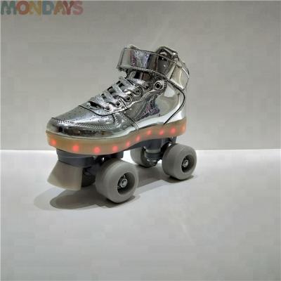 China Hot Selling PVC USB Charging Whit Lights 4 Wheels Double Quad Retractable Skate Roller Skates for sale