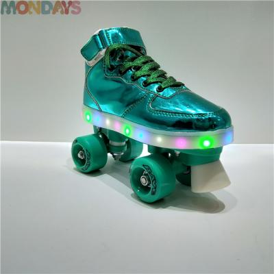 China New PVC Mirror Surface Skates 4 Wheels Factory Professional Quad Roller Skates for sale