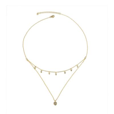 China CLASSIC Simple Style 925 Sterling Silver Double-layer Necklace Women's All-match Dot Zircon Short Collarbone Chain for sale