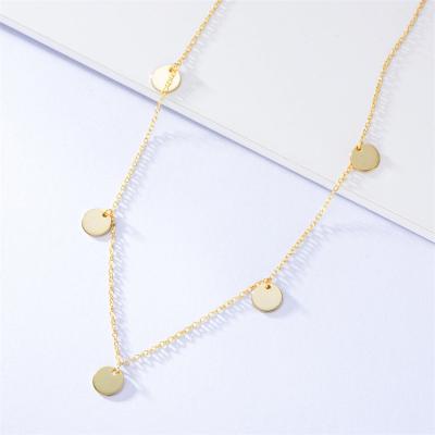 China CLASSIC Simple Electroplating Ladies S925 Sterling Silver OEM ODM 14k Gold Disc Necklace Short Clavicle Chain for sale