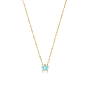 China Trendy Framed Zircon Necklace S925 Sterling Silver Star Color Enamel Las Mujeres Charm Cross Chain Pendant Necklace For Ladies for sale