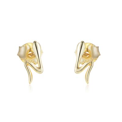 China Lead Free Nickel Free Yellow Gold Simple Snake Shaped Mini Earrings Sterling Silver 925 Jewelry Earring For Girls Cool Style for sale