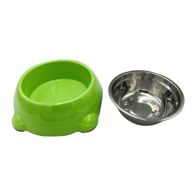 China New Developed SEBEST-Factory 2021 Viable Pink and Blue Melamine Dog Bowl with Stainless Steel Pet Water Bowl Pet Dish Inner for sale