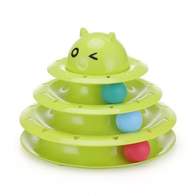 China New Viable Cat Toy Interactive Pet Game Cat Turntable Three Layers Cat Lane Tower for sale