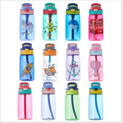 China Viable Available Kids Increasing Water Bottle Cartoon Pattern With Hidden Straw Bpa Free Kids Drinks Plastic Bottle for sale