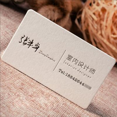 China Business Custom Embossed Hot Thick Luxury Embossed Stamping Aluminum Foil Art Business Card Paper Card Printing Letterpress Printing for sale