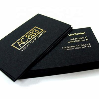 China Custom Luxury Business Business Card Printing Foil Business Card Art Paper Gold Foil Hot Black Thick Gold Stamping for sale