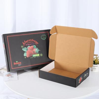 China Recycled Materials Custom Printed Logo Folding Cardboard Corrugated Strawberry Packaging Box Shipping Cardboard For Fruits for sale