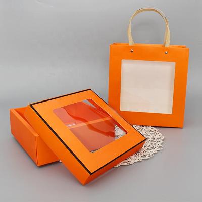 China Recycled Materials Eco Friendly Paper Box With Window Gift Box Transparent Paper Bag With Window for sale