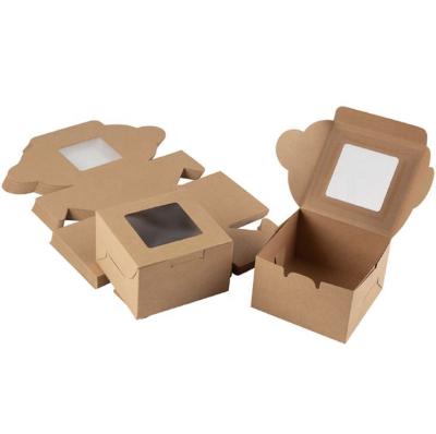 China Clear Recyclable Folding Lid Window Wrapping Paper Cupcake Cake Box For Biscuit Bread Sandwich Sweet Food for sale