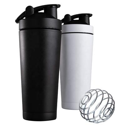 China Custom Viable Insulated Black Bpa Vacuum Fitness Sports Plastic Protein Gym Shaker Bottle ECO Stainless Steel for sale