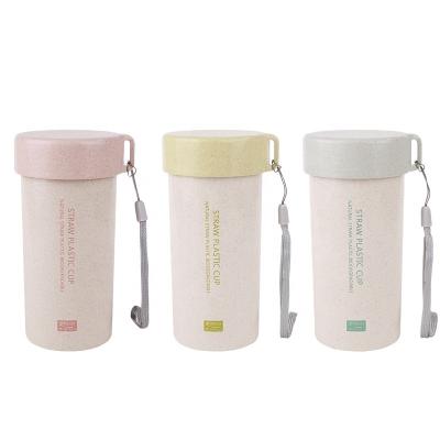 China Sustainable Hot Selling Custom Printing White Coffee Eco Wheat Straw Degradable Travel Mug With Lids for sale