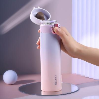 China 330ML Sustainable Customized Transparent 304 Outdoor Sports Gym Stainless Steel Healthy Water Bottle For Stylish Girls for sale