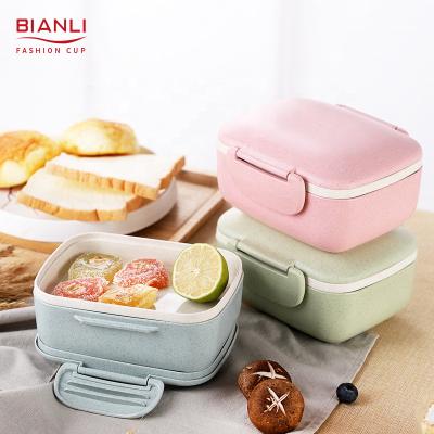 China Freshness Preservation Cookware Sets Custom Bpa Free Leak Proof Straw Wheat Insulated Plastic Food Storage And Container Durable for sale