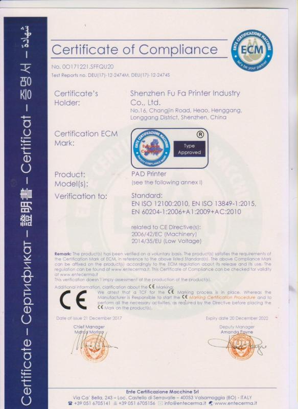 CE - Shenzhen Fu Fa Printer Industry Co., Ltd.