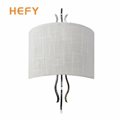 China Modern Decorative Wall Lamp Fabric Light Home Hotel Mid Century Indoor Metal Shades Gold Modern Led Wall Lights Living Room for sale