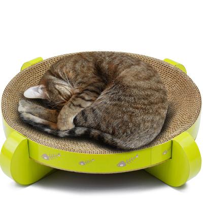 China Sustainable Icle - UFO Factory Whole Craft Corrugated Paper Material Cat Application Toys Bed Pot-IC-0007-Green Lines Scratcher House for sale