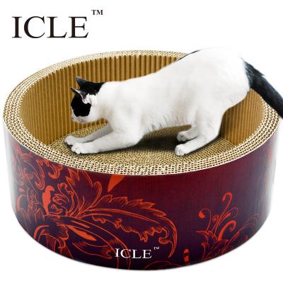 China Viable Icle-Cats Accessories Wrinkled Newspaper Distribution Tour Cardboard Craft Cat Paws Clawing Scratcher Cattery Bed Rooms Box-IC-0055-Red for sale