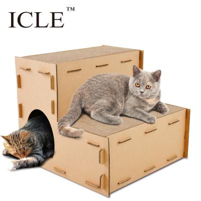 China Icle Sustainable Cat Scratcher Toys Layers Corrugated Shape Scratching Cardboard Craft - ic1012-2 Cat Scratcher Houses Box for sale