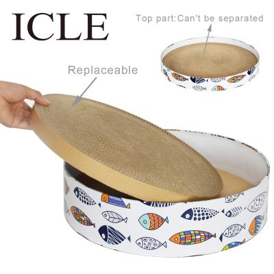 China IC-1044-40-fish Round Cat Corrugated Cat Scratcher Products Wholesale Icle Brand-BB Groove High Viable -Quality for sale