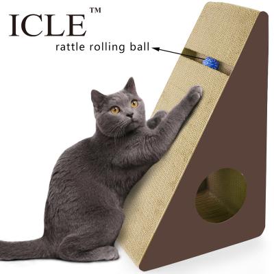 China Cat Toys Ultimate Viable Interactive Rattle Icle-Triangle Ringer Ball With Round--IC-0105-Brown Scratching Cardboard Scratcher Lounge for sale