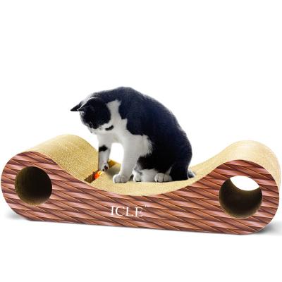 China Ring Rattle Ball Cat Plaws icle-Interactive Viable --IC-0037-Bamboo Color Scratcher Scratching Cardboard Lounge for sale