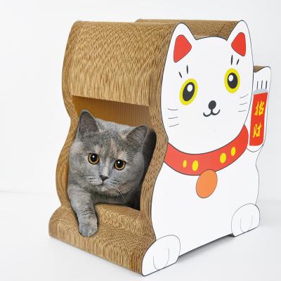 China icle-IC-0021-Lucky New Sustainable Design 3D-Shaped Eco-Friendly Cat Rack Recycle Corrugated Cardboard Cat Paws Scratcher Lounge for sale