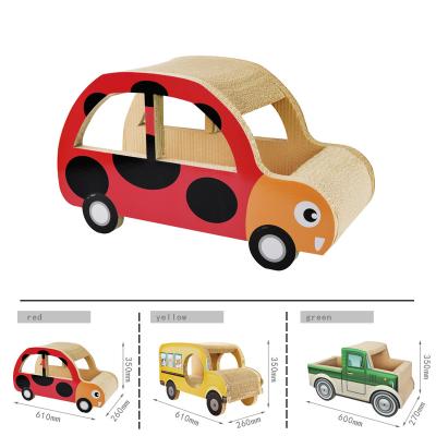 China iLe-Cat Viable Products Cat Toys Corrugated Paper Cardboard Open Cat Scratcher Car Shaped Room Boxes-IC-0040 School Bus for sale