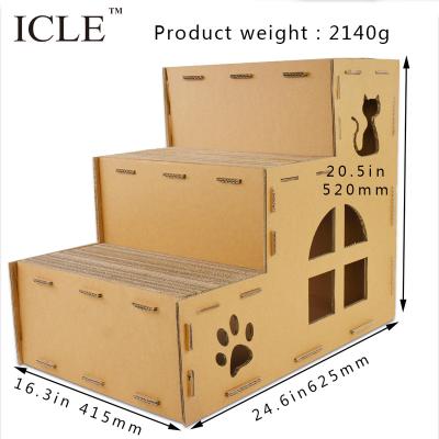 China Corrugated Stairs Stairs Viable Layers Marque-cat Icle Room Box Houses-ic-0072 DIY Cat Scratcher Tower for sale