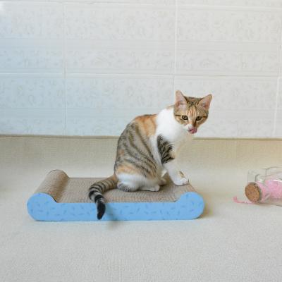 China Sustainable Icle-Cat Scratching Cardboard Cat Scratcher Lounge Scratching Pad bone shape-ic-0106-bluefish-42 for sale