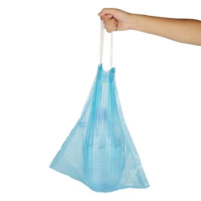 China Custom Printed Disposable Free Sample Drawstring Plastic Garbage Bag On Roll for sale