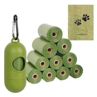 China China Stocked Wholesale Recycled Organic Poly Spice Dog Poop Waste Flat Plastic Bags On Roll And Dispenser Leash Bolsitas Para Mascotas for sale