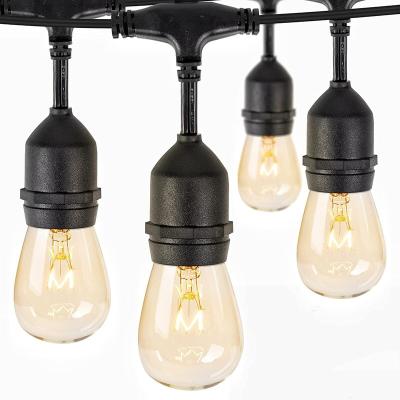 China IP65 E26 E27 outdoor garden led string light with hanging socket and warm white LED bulbs for sale