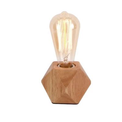 China Small Lampshade Mini Wooden Base Bulb Light Table Lamp Bedroom Bedside Desk Lamp Decorate Lighting for sale