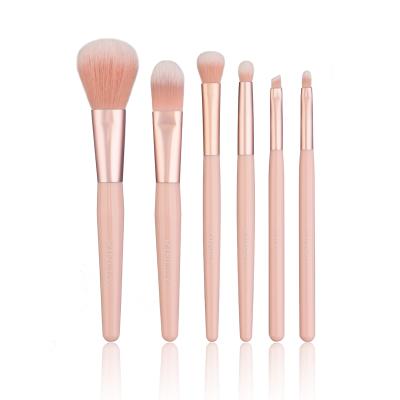 China Angular Blush Wholesale Pink Makeup Brushes 6 Piece Travel Makeup Brush Set Cosmetic Brushes for sale