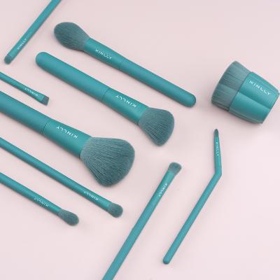 China Angular Blush 2021 New Beauty Makeup Brushes Hot Selling Green Eyeshadow Brush Eyebrow Brush Set for sale