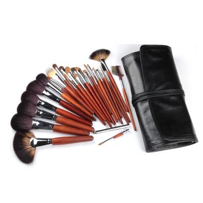 China Angular Blush Custom Wood Handle Makeup Brush Set With Bag Make Up Brush Brush Goats Hair Wholesale for sale