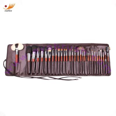 China Angular Blush Brass Professional Makeup Brush Set 30 Pcs Synthetic Olive Hair Makeup Brushes for sale