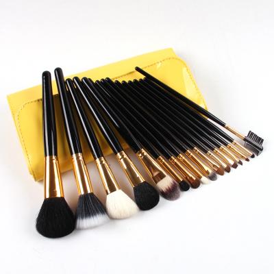 China Angular Blush Makeup Brush Set 16 Pcs Makeup Brush Professional Set With Yellow Pouch for sale