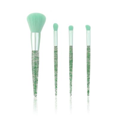 China Angular Blush 4 Pcs Professional Cosmetic Green Makeup Brushes , Glitter Makeup Brush Set for sale