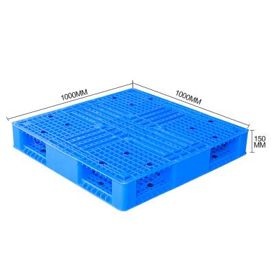 China 1000*1000*150MM Double Sided Double Side Face 4 Way Heavy Duty Industrial Reversible Entrance Double Sided Stackable Plastic Warehouse Pallet for sale