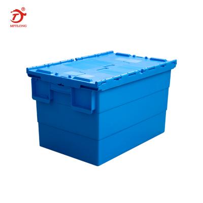 China 58L Solid Plastic Moving Box Packaging With Attached Lid for sale