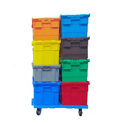 China New Sustainable 15 Gallon Stackable&Hanging Container Plastic Storage Box Plastic Packaging Box With Lid for sale