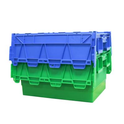 China Durable Hot Selling Plastic Packaging Box Stacking Crates Hinge Lids Wholesale Movable Boxes for sale