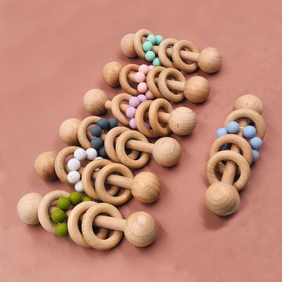 China Baby Toys Organic Wood Montessori Styled Baby Soft Rattle Grasping Teething Toy For Toddlers Natural Toys for sale