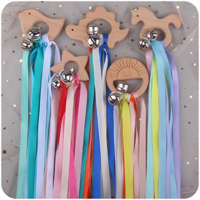 China Soft Rainbow Wooden Ribbon Toy Animals Baby Teether Toys for Kids Ring Natural Beech Chewing Newborn Molar Toy Shower Gift Sensory for sale