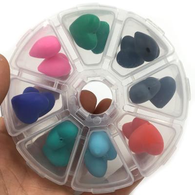 China Soft Toy DIY Silicone Baby Teething Love Heart Shape Silicone Beads Kit Gift Food Grade Teething Beads for sale