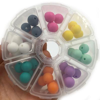 China Soft Toy DIY Silicone Baby Teething Round Shape Silicone Beads Kit Gift Food Grade Teething Beads for sale