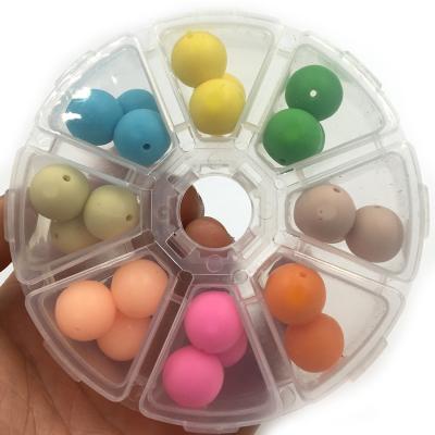 China Soft Toy DIY Silicone Baby Teething Round Shape Silicone Beads Kit Gift Food Grade Teething Beads for sale