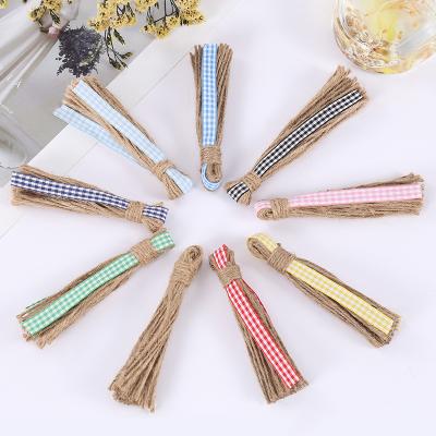 China Personalized Eco-friendly Ribbon Hemp Rope Tassel Accessories Wooden Bracelet DIY Handmade Accessories for sale